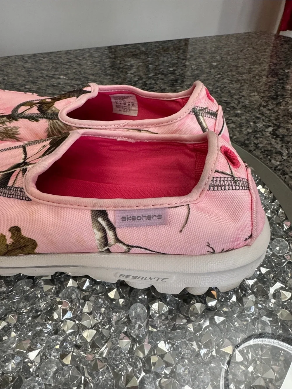 Skechers Go Walk Originals Pink Camouflage Slip-On Sneakers
